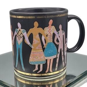 Laurel Burch Familia del Mundo Coffee Mug Cup 1988 Signed JAPAN